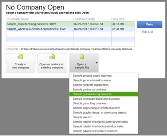 Open a sample file