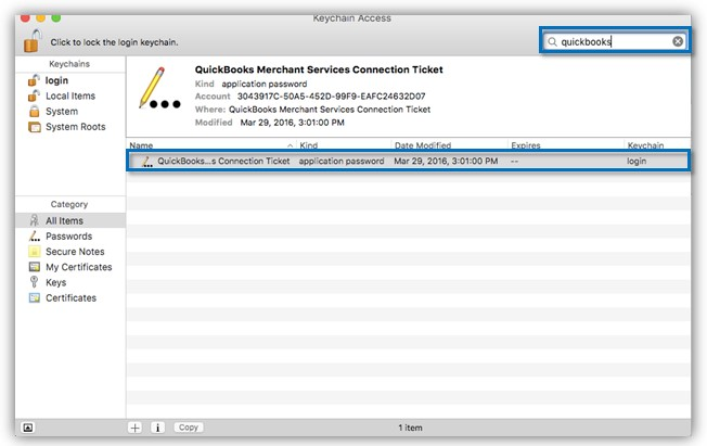 QuickBooks Merchant Services Connection Ticket